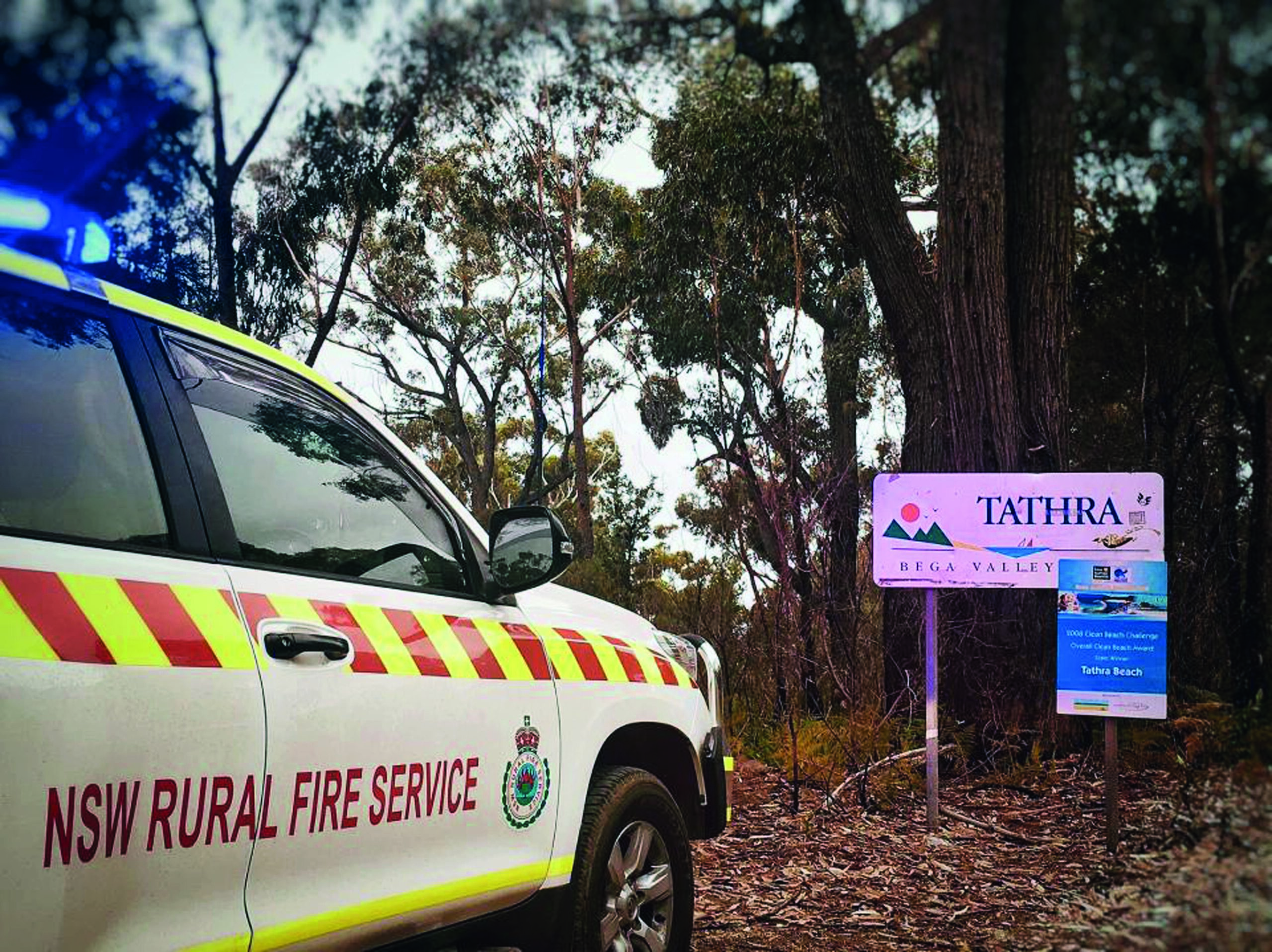 NSW Rural Fire Service responding at Tathra beach. 